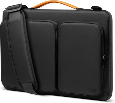 Famanu - 13-14 inch laptophoes met geïntegreerde standaard, slanke roze beschermhoes