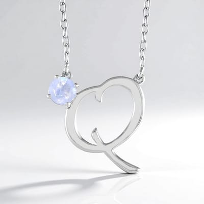 Cavill - Minimalistische Zilveren Halsketting - 925 Sterling Zilver met Platina Plating - Regenboog Maansteen 0,34 ct - Ronde Hanger