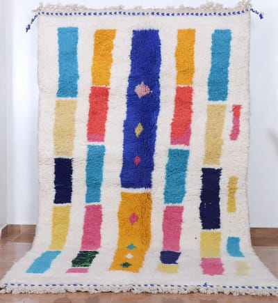 Vloerkleed - Marokkaans Vloerkleed - 255 x 150 cm - Handgemaakt, Kleurrijk & Uniek - Gemaakt van 100% wol - Azilal Tapijt