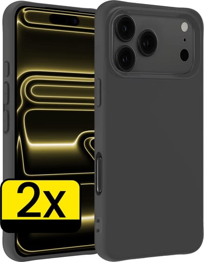 Hoesje - 2 Stuks - Geschikt voor Apple iPhone 17 Pro - Sterk & Shockproof - Case Siliconen - Back Cover - Telefoon Hoes - Telefoonhoesjes - Zwart
