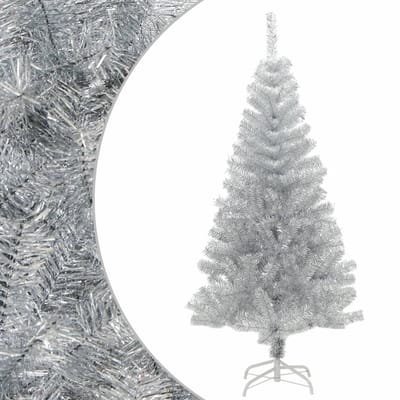 vidaXL - Kunstkerstboom - met - standaard - 120 - cm - PET - zilverkleurig