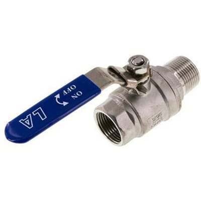 Buiten x Binnendraad R/Rp 1 inch PN 63 2-Weg RVS Kogelkraan - BL2SH-M-63-MF-100