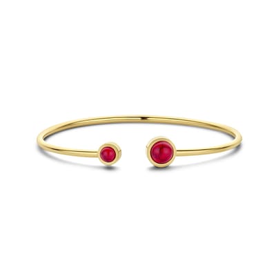 CO88 Collection 8CB-90900 Stalen Armband - Dames - Bangle - Jaspis - Rood - 4 en 6 mm Doorsnee - Armband - 58 x 49 mm - 2 mm Dikte - Staal - Goudkleurig