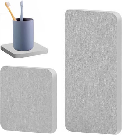 Waterabsorberende Coasters van Kiezelstenen voor Handzeep, Bekers, Planten en Cosmetica - Set van 2 (Lichtgrijs)