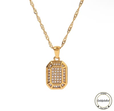 Soraro Full Zirkonia Ketting | Goudkleurig | Plaat | Dames Ketting | Vrouwen Ketting | Zirkonia | Elegante Ketting | Cadeau Voor Haar | Verjaardag Cadeau