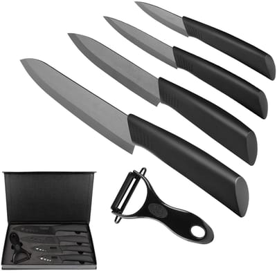 Keramisch messen set - 4-delige set met diverse keukenmessen en schiller