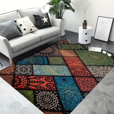 Nordse Marokkaanse Retro Etnische Stijl Patchwork Patroon Vierkant Tapijt Slaapkamer en Woonkamer Binnenshuis Gebruik Decoratie 50X80CM