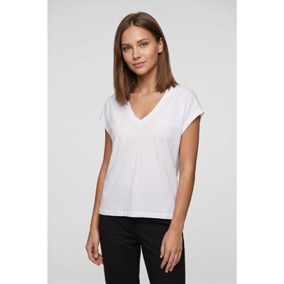 Scotch & Soda Slub V-neck T-shirt White Maat: XS | Tops Outlet | Dames | Wit