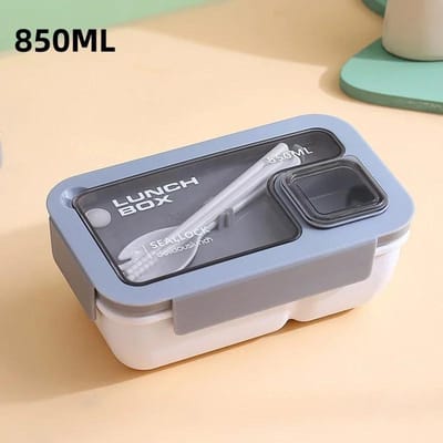 Draagbare Lunchbox met Bestek Voor Kinderen Kantoorwerkers Bento Box Lekdichte Voedselopbergcontainer Magnetron Picknickbox gray
