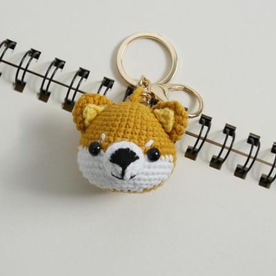 Porte-clés Crochet Tête de Chat Couple Mignon Chien Tête Tricot Animal Poupée Porte-clés Chaton Rigolo Pendentif Accessoires Personnalisés