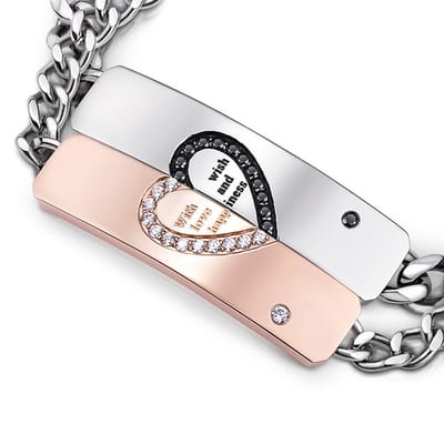 Love & Happiness Armband Set voor Hem en Haar - Romantisch Liefdes Cadeau - Valentijnsdag - Valentijn Cadeautje voor Mannen