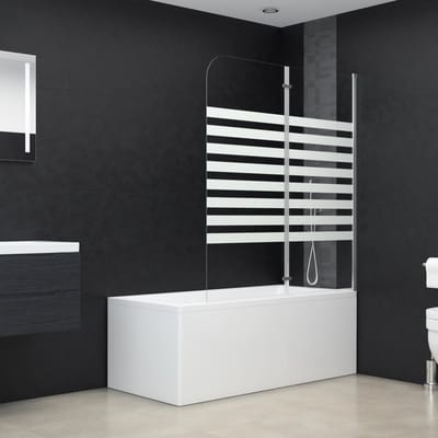 vidaXL - Badwand - gestreept - 120x140 - cm - gehard - glas