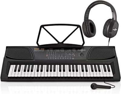 Kinder Keyboard - Muziekset - Muziek Leren - Met Koptelefoon - 54 Toetsen - Zwart