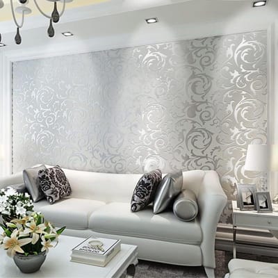 Waterdicht 3D bladpatroon, luxe behangrol met barok reliëfstijl for woonkamer slaapkamer - 0,53m x 10m