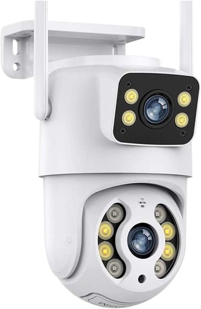 Beveiligingscamera Dubbele Lens - Buiten Camera - Woning Beveiligen - AI Menselijke Detectie - 6MP 4K Resolutie - Wit