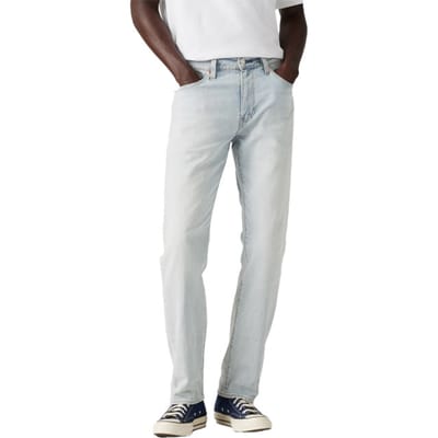 tapered fit jeans van mix van katoen en linnen model '502®'
