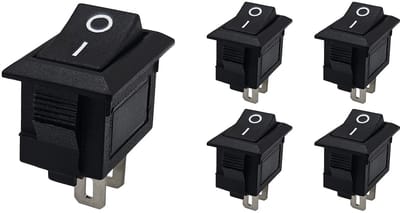 ProRide Mini Wipschakelaar ON/OFF KCD1-10 - 2-pins - 19x11.5mm - Rechthoek - 250V/3A - Zwart - 5 stuks