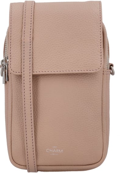 Charm London Washington Telefoontasje - Telefoon - Pasjes - Crossbody - Schoudertas - Leren Dames Tas - Oudroze