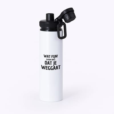 Hacebo® - Wat fijn dat je weggaat waterfles met draaidop zwart - Afscheid bedank cadeau - collega's - werk - afscheidscadeau - verjaardagscadeau - water fles - 850ML