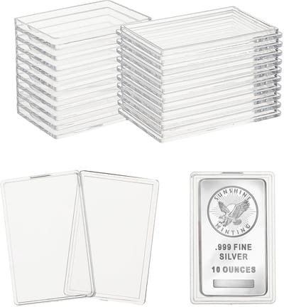 Allecto - Zilveren Staafhouders - Acryl Hoes - Organisator voor Zilver - 20 Stuks - Bescherming voor Zilverstaaf - Voor Verzamelaars
