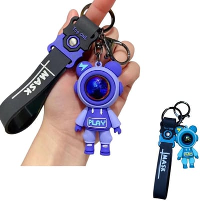 Dailygoods- Sleutelring gepersonaliseerd - Astronaut Sleutelhanger - Karabijnhaak - 2 Stuks - Creatief - PVC/Metaal 7 cm