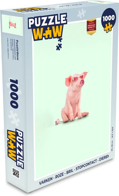 Puzzel Varken - Roze - Bril - Stopcontact - Dieren - Legpuzzel - Puzzel 1000 stukjes volwassenen