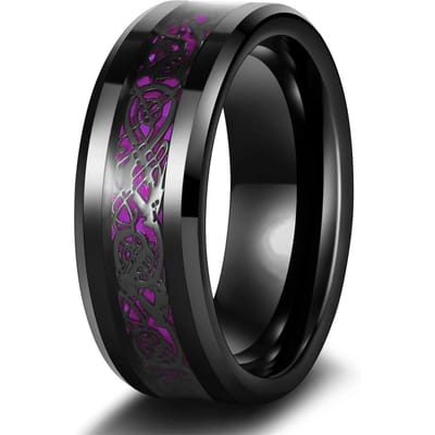 Charm Partnerringen Voor Vrouwen Paarse Strass Zirkoon Ringen Set Heren RVS Keltische Draak Ringen Bruiloftsfeest Sieraden 8 black