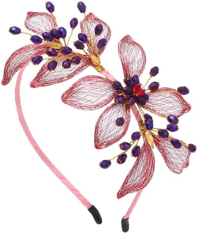 Elegante Rode Kristallen Bloem Bruidshaarband - Feestelijke Haaraccessoire voor Dames
