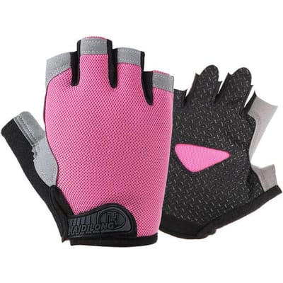 Ademende Fitness Handschoenen Siliconen Palm Holle Fitness Handschoenen Gewichtheffen Oefening Halters Bodybuilding L helder roze
