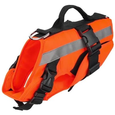 Gilet de sauvetage pour chien Ripstop Sécurité Gilet de natation pour chien Flottabilité supérieure Veste pour chien avec poignée de sauvetage Vêtements de sauvetage pour chien de compagnie (Orange,S) orange