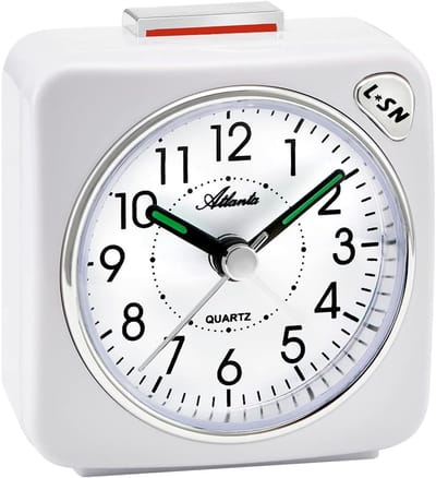 Kwartswekker - Reiswekker Stil - Slaapkamer Gebruik - Licht Snooze Crescendo - Compact Formaat - Wit