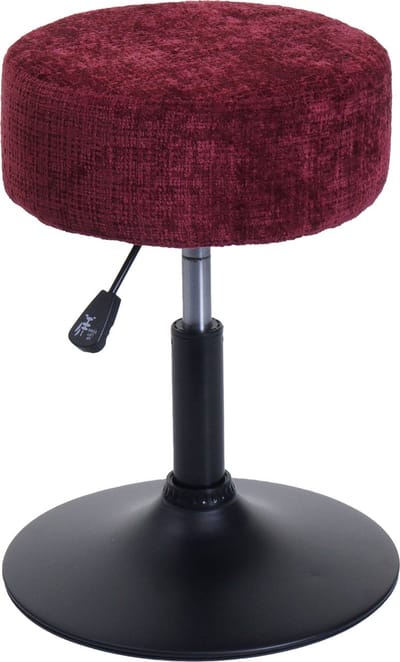 Kruk MCW-C22, make-upkruk, in hoogte verstelbaar, draaibaar, Ø 37 cm, stof chenille (465 g/m²), MVG ~ bordeauxrood