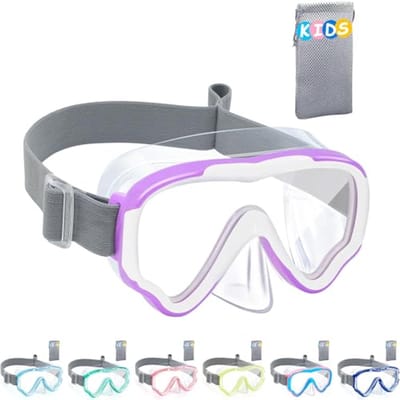 Thijox - Vvinca Duikbril Kinderen, Snorkelmasker met Stoffen Band, Anti-lek Panorama 180 Graden, Zwembril voor Jongens en Meisjes van 3-13 Jaar