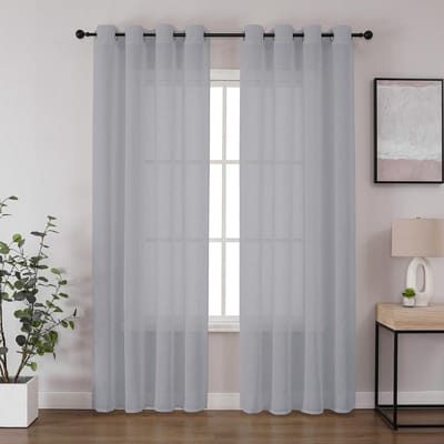 Dailygoods- Voile Gordijnen Lichtfilterend - Gordijnen met Oogjes - Semi-Transparant - Set van 2 - H 225 x B 140 cm - Privacy Bescherming