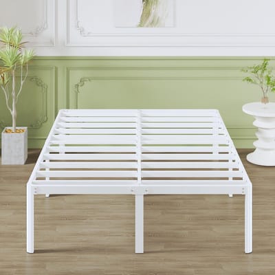 Dailygoody - Bedframe 180x200 cm - Metalen Bed - Hoogte 46 cm - Lattenbodem - Veel Opbergruimte - Eenvoudige Montage - Wit