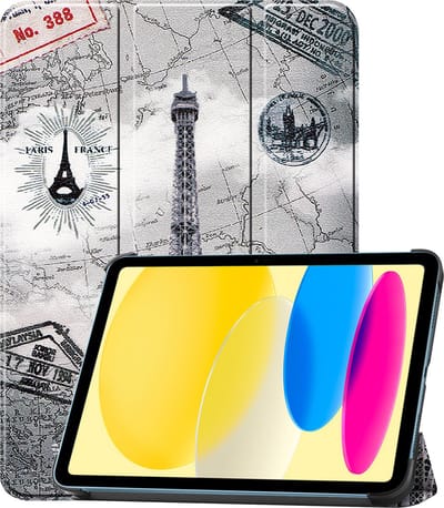 Hoesje Geschikt voor Apple iPad 10 (2022) - 10.9 inch - 10e Generatie - Dun & Stevig - Trifold Bookcase - Hard Cover - Hardcover Book Case - Tablet Hoes - Eiffeltoren