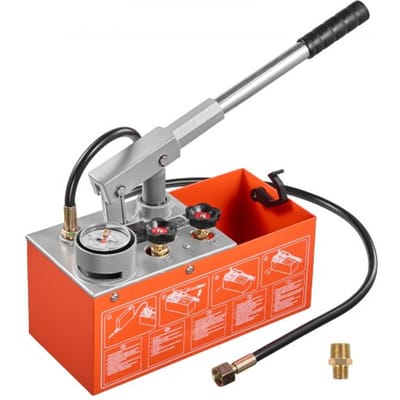 VEVOR hydraulische druktestpomp 6,06 L 0-30 bar dubbele klep, handdrukpomp met manometer en tank, voor pijpleidingen, waterleidingen, verwarmingssystemen, druk- en lektesten.