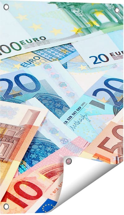 Gards Tuinposter Euro Geld Biljetten - Briefjes - 40x60 cm - Tuindoek - Tuindecoratie - Wanddecoratie buiten - Tuinschilderij