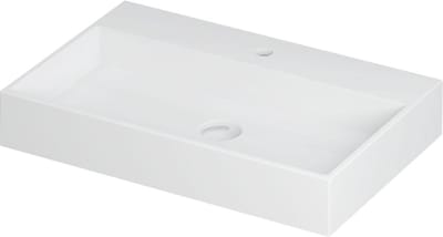 INK United wastafel porselein met 1 kraangat, inclusief porseleinen click plug en verborgen overloop systeem 70x45x11cm, mat wit