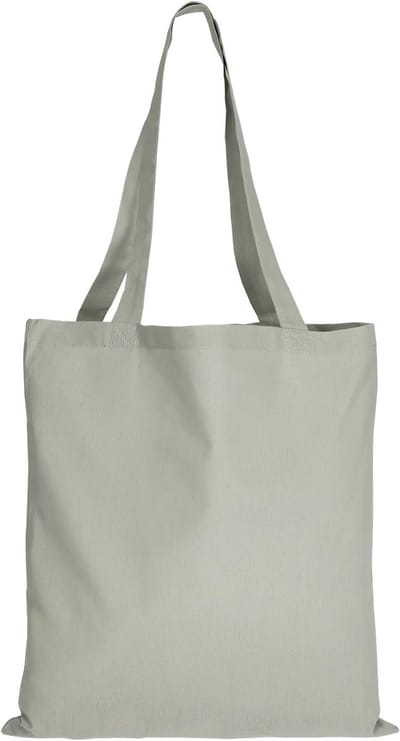 Katoenen tassen 100% Oeko-Tex gecertificeerd met lange handgrepen 38 x 42 cm – 25-delig pakket grijze boodschappentassen