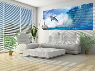 Dolphins Sea Wave Nature Photo Wallcovering