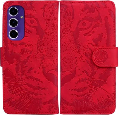 Coverup Hoesje - Geschikt voor Samsung Galaxy A16 5G Hoesje - Coverup Tiger Book Case - Rood