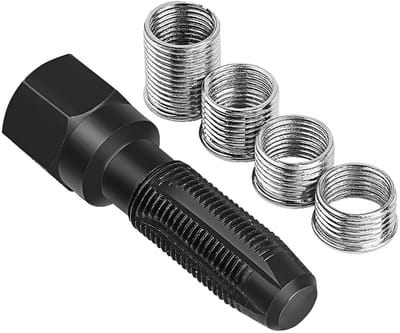 Dailygoods- Reparatiegereedschap Set van 5 - Bougieschroefdraad M14 x 1,25 - Rethreading Kaars - Cilinderschroefset - Inclusief 14 mm Tapruimer - Gemaakt van Chroom-vanadium-staal - Schroefdraadset