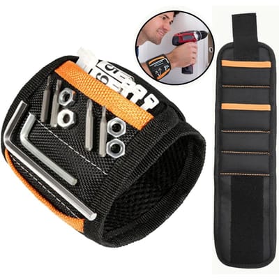 Magnetische Polsband DIY Magnetisch Gereedschap Polsband met Krachtige Magneten Cadeaus voor Vader oranje