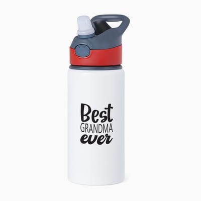 Hacebo® - Best grandma ever waterfles met rietje rood - Oma - oma mama - Moederdag - cadeau - verjaardag - Oma - water fles - 650ML