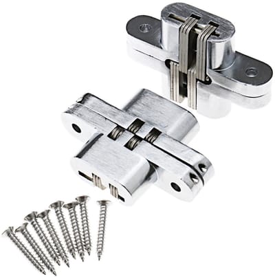 Dailygoods- Scharnieren 2 Stuks - Verborgen Kruisheng - Roestvrij Staal - Voor Vouwdeuren - 180 Graden Openingshoek - Duurzaam en Corrosiebestendig - Deurscharnier