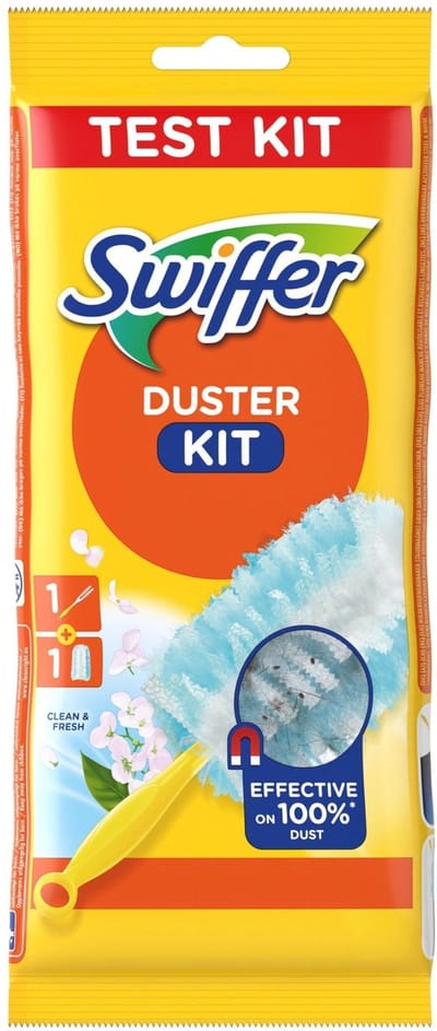 Swiffer Dust Magnet Starter Set (1 Handvat + 1 Navuldoek) Vangt en vergrendelt 3 keer meer stof en haar dan conventionele stofdoeken