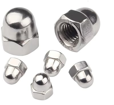 Dailygoods- Dopmoeren Roestvrij Staal - Eikelmoeren - Hoedmoeren - M12 - 5 Stuks - Bevestigingselementen - Eikelmoer