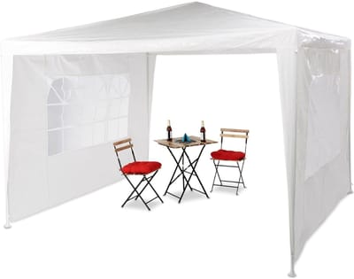 Partyten met 2 zijwanden - 3x3 m - metalen frame - PE zeil - feesttent - festivals - wit
