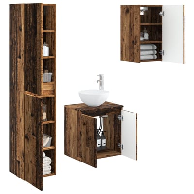 vidaXL - Badkamermeubel - Set - 3 - st - Oud - hout - 33 - x - 34,5 - x - 160 - cm